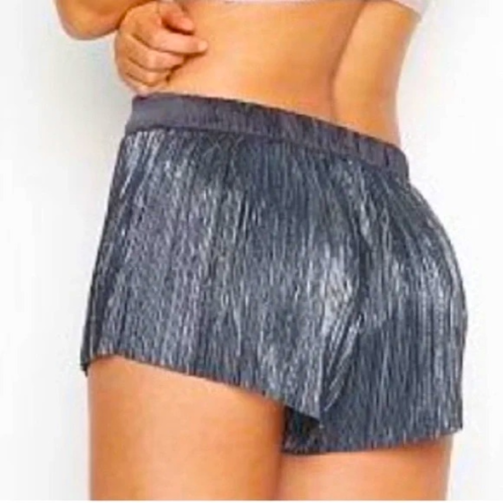 Victoria's Secret Dark Gray Silver Metallic Pleated Intimate Shorts